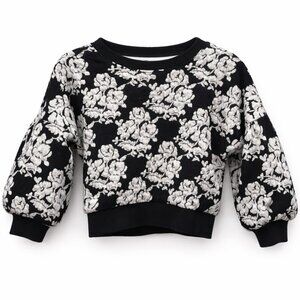 Janie and Jack Black Floral Jacquard Sweatshirt, 12-18 months